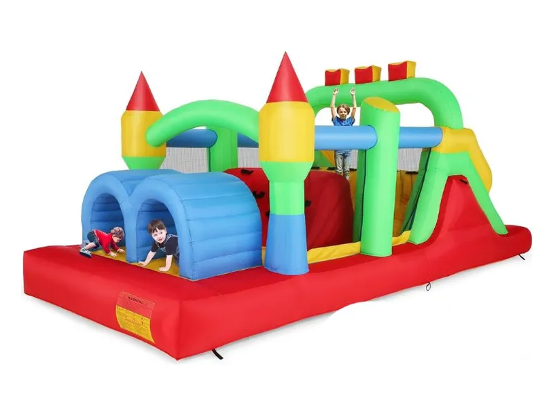 Whubefy obstacle course with twin tunnels, climbing obstacles and a slide